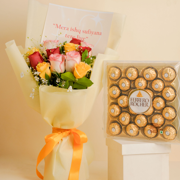 Pastel Roses With Ferrero
