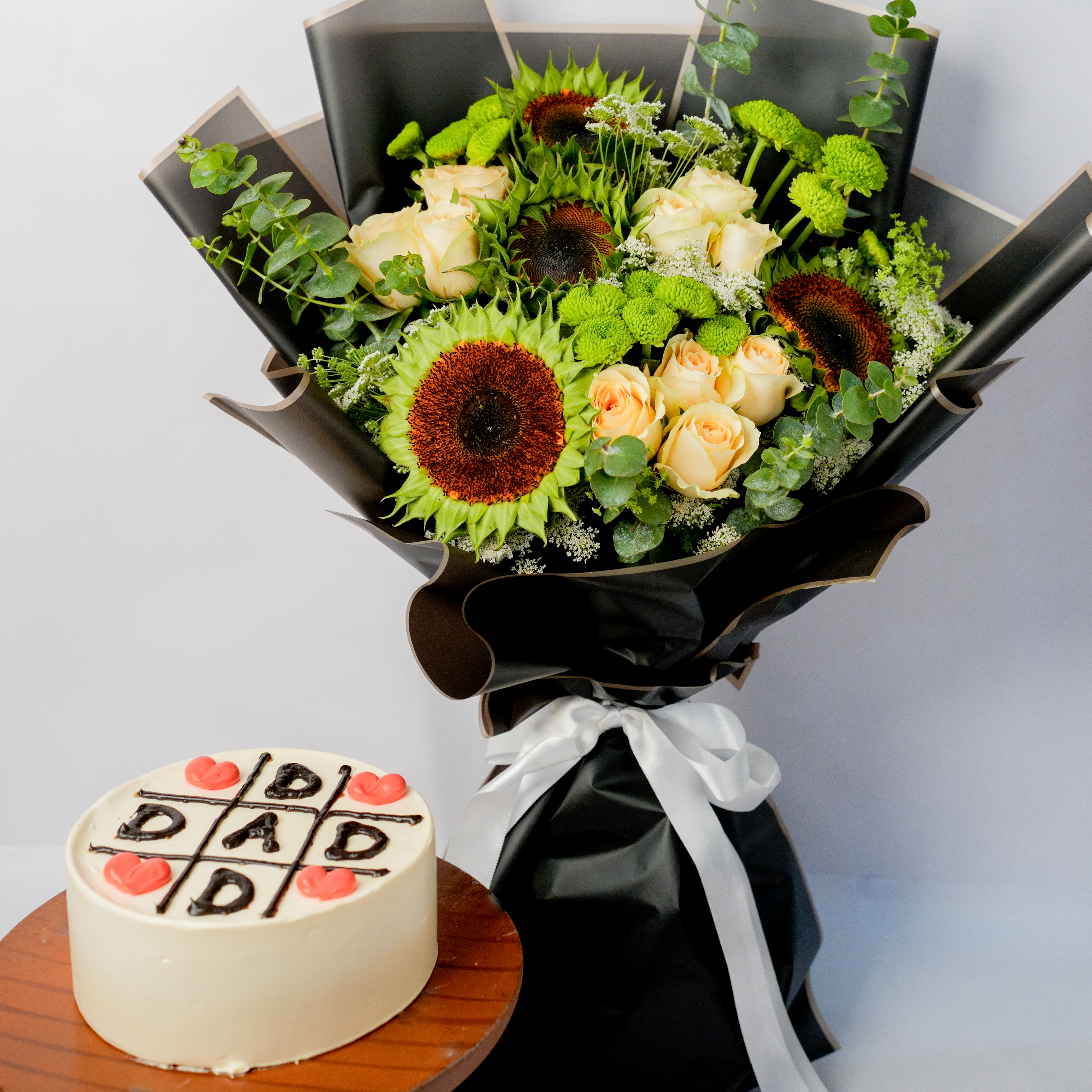 Butterscotch Dad Cake with Sunflower & Cream Roses