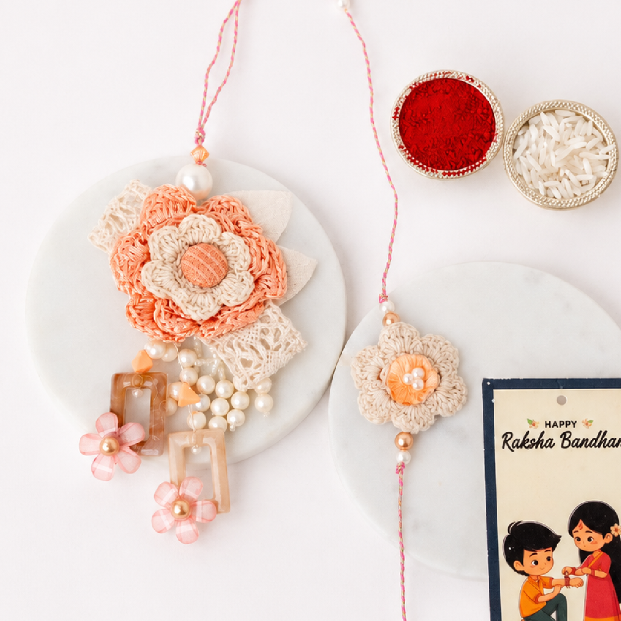 Crochet Rakhi & Kaju Katli