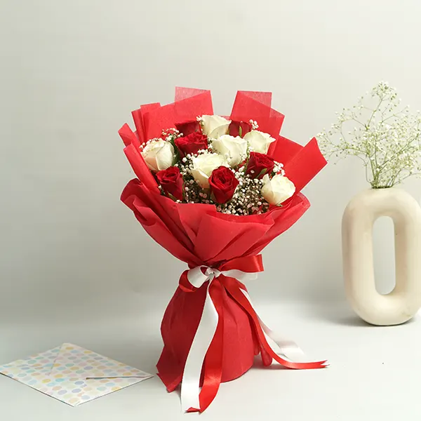 Classic Red-White Rose Bouquet