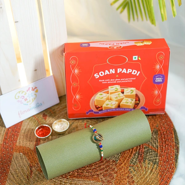 Meenakari Rakhi & Soan Papdi
