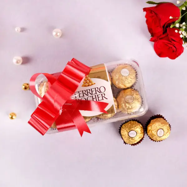 Alluring Red Roses With Ferrero Rocher
