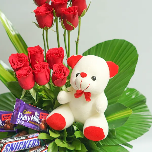 Choco Teddy Rose Vase