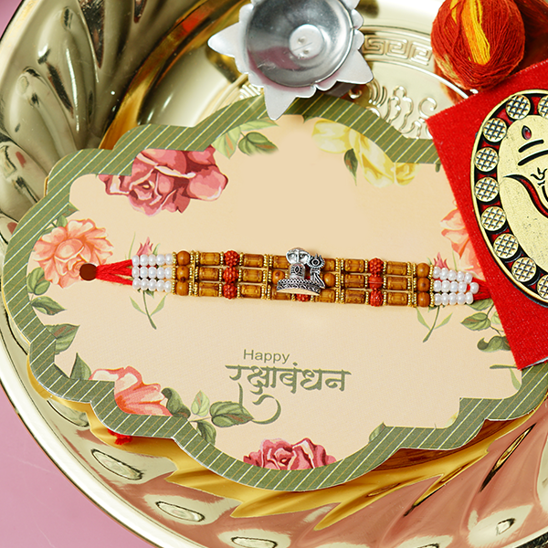 Designer Rudraksh Rakhi with Dry fruit box