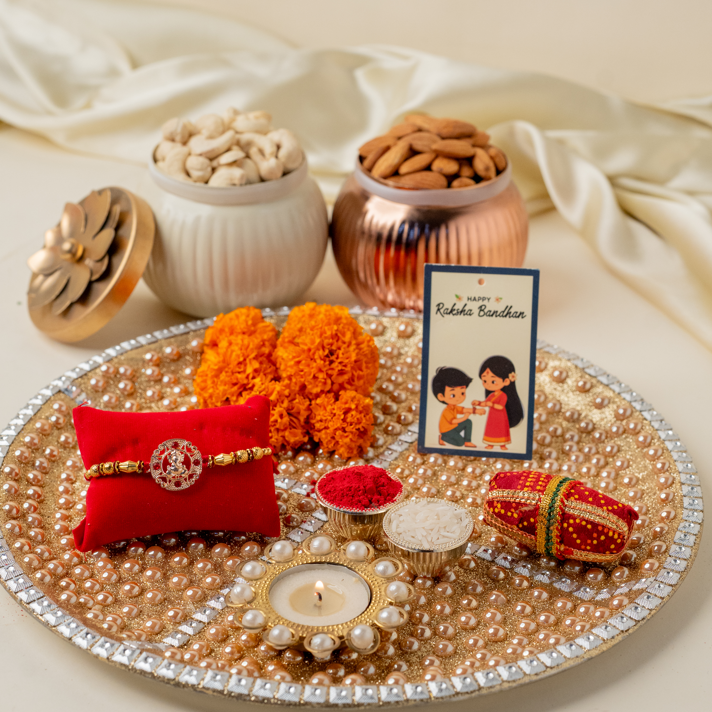 Golden Thaali & Ganesh Rakhi