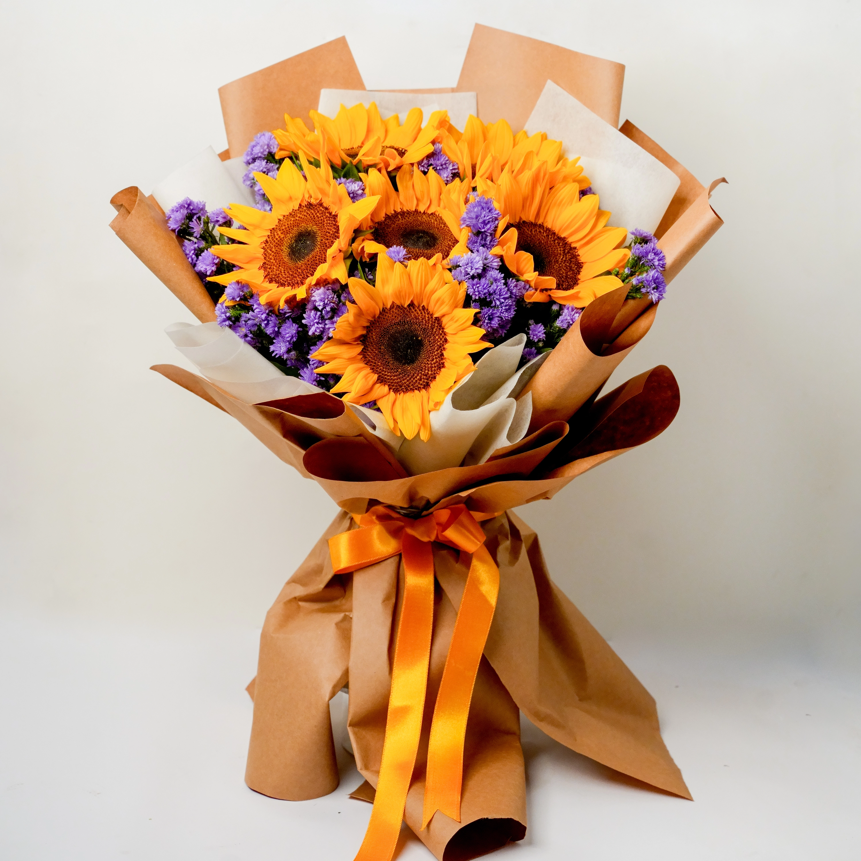Sunflower Bouquet with Blue Daisies