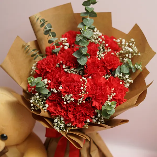 Teddy with Carnation Charm