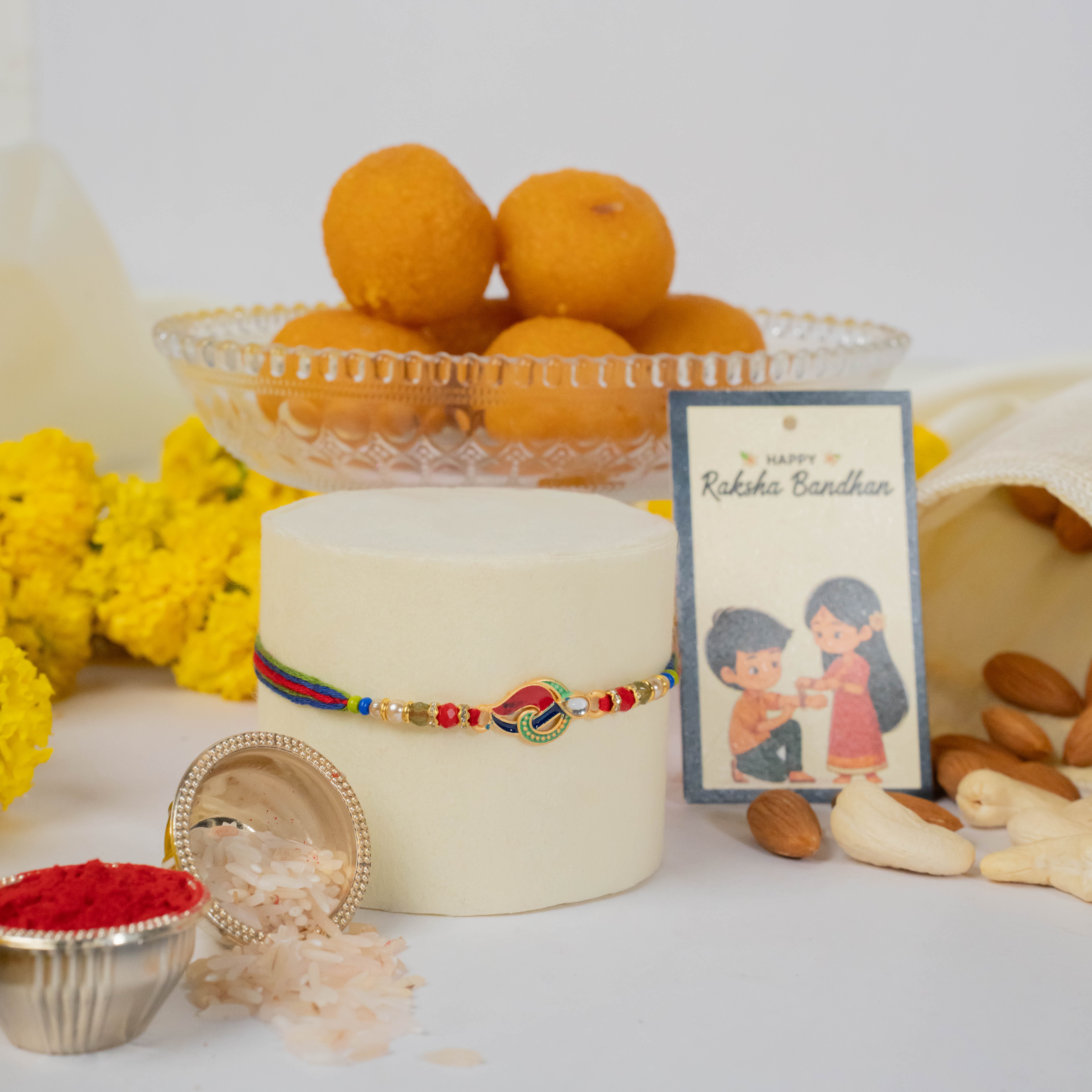 Auspicious Rakhi With Cashew & Sweets