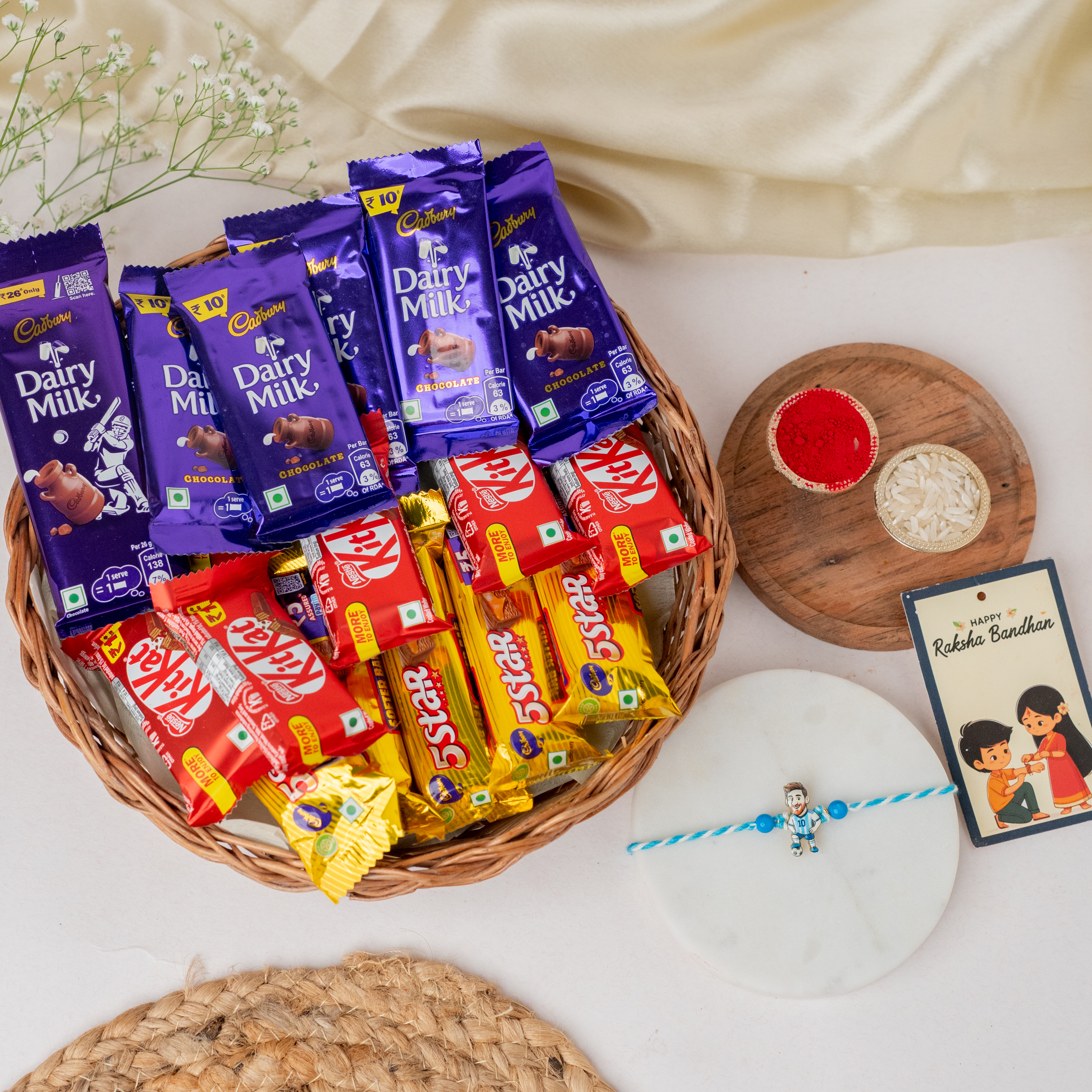 Messi Rakhi & Chocolate Hamperr Messi Rakhi & Chocolate Hamperr