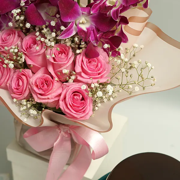 Purple Orchids & Sweet Heart Cake