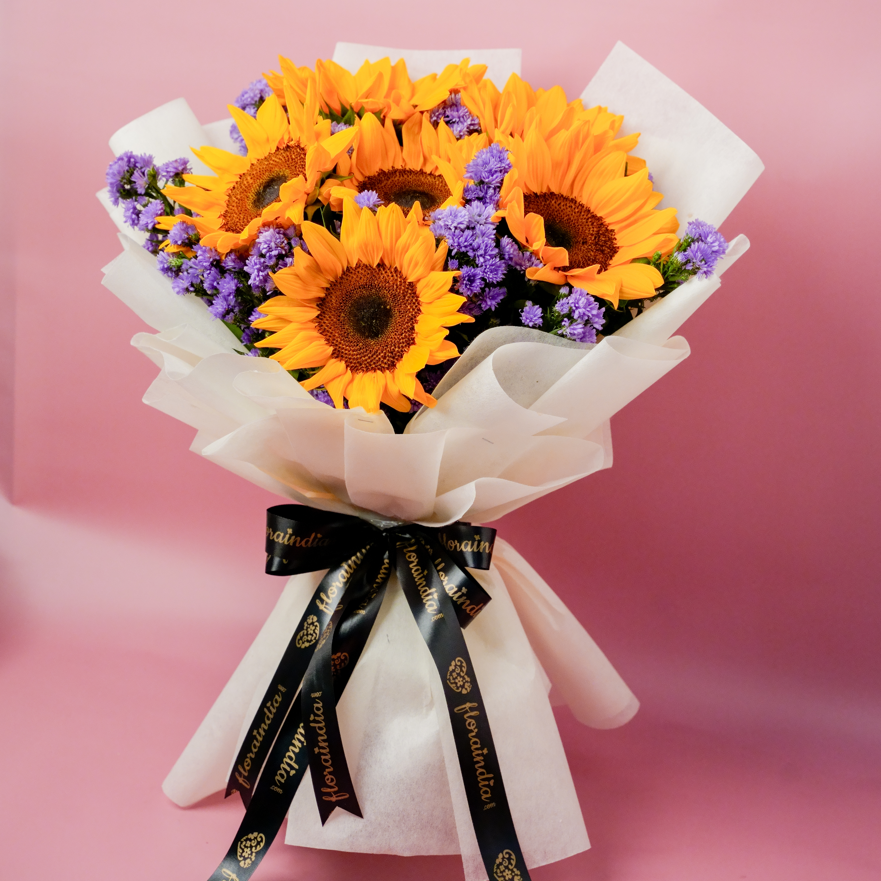 Sunflower Bouquet with Blue & Purple Daisies