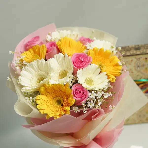 Vibrant Gerberas & Dry Fruits Treat