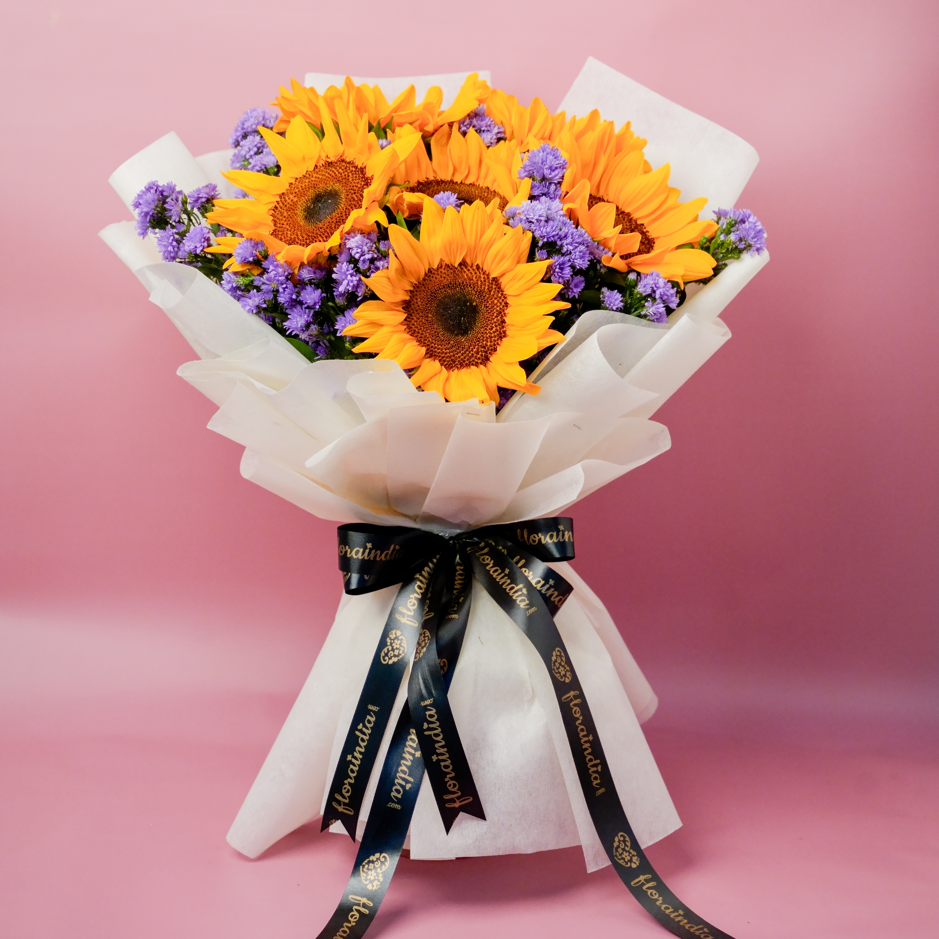 Sunflower Bouquet with Blue & Purple Daisies Sunflower Bouquet with Blue & Purple Daisies