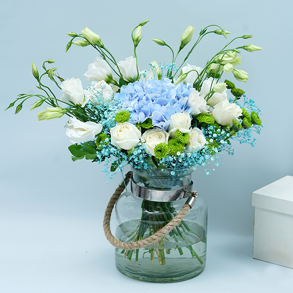 Graceful Hydrangea Roses Jar