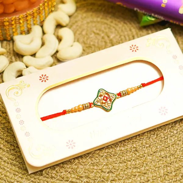 Bead Rakhi with Chocolates and Dry Fruit