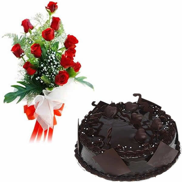 Chocolate Mini + Bunch of 18 Red Roses