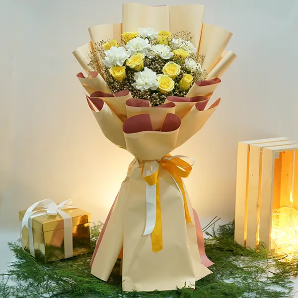 Yellow Roses and White Carnations Charm