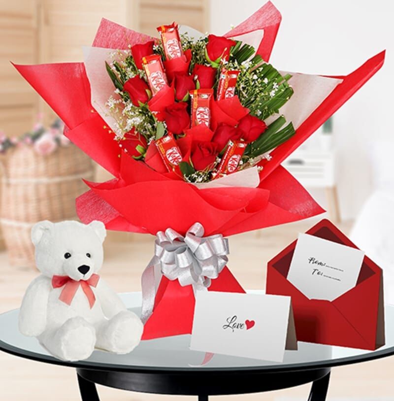 Kitkat Chocolate Bouquet with a Cute Teddy
