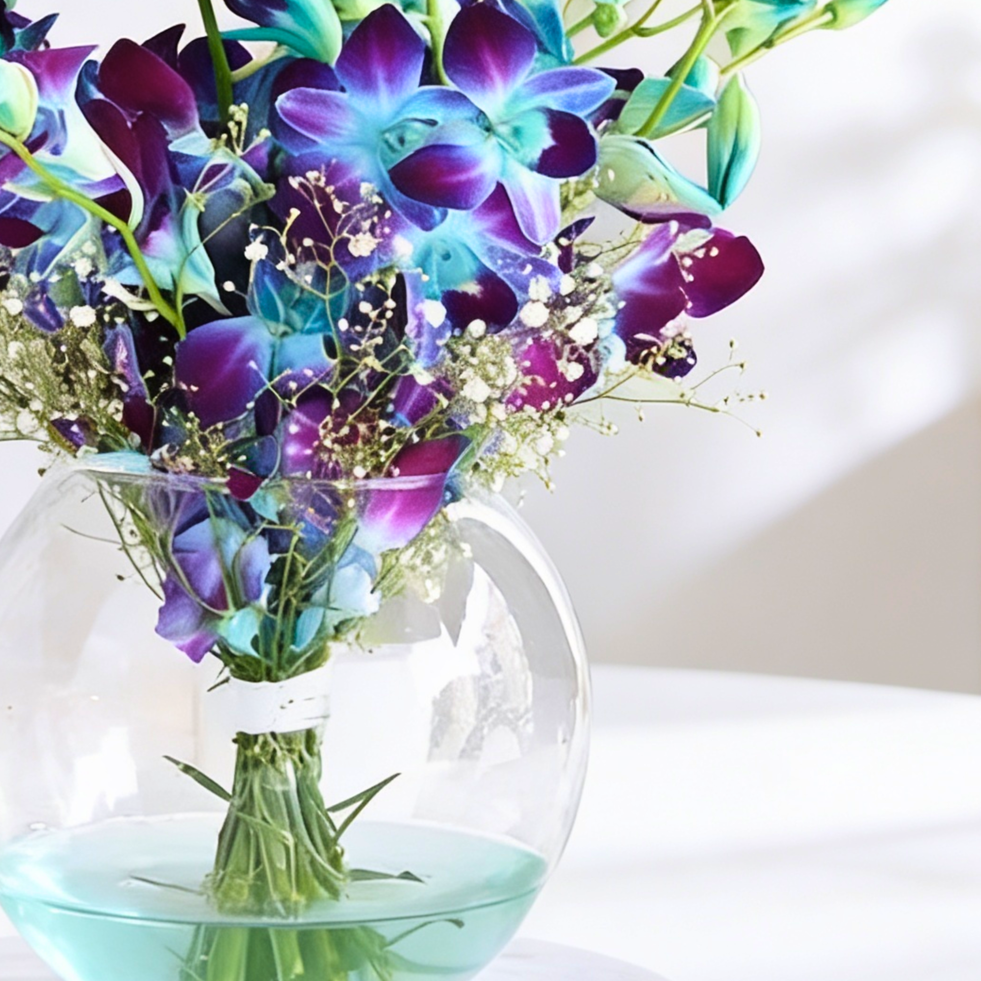Blue Orchids Fish Bowl