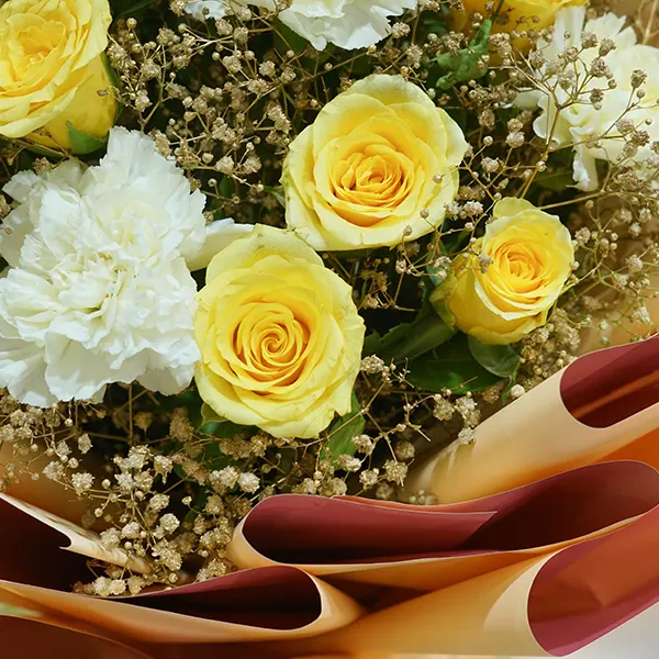 Yellow Roses and White Carnations Charm