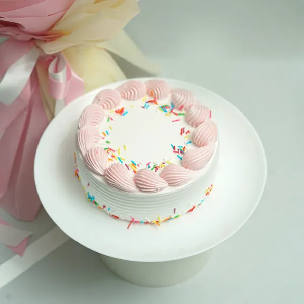 Strawberry Cake & Pink Lilies