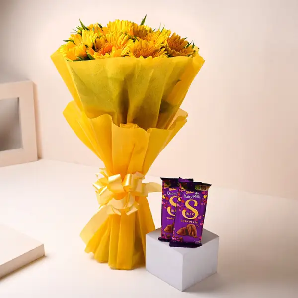 Sun Gerberas With Chocolates Sun Gerberas With Chocolates