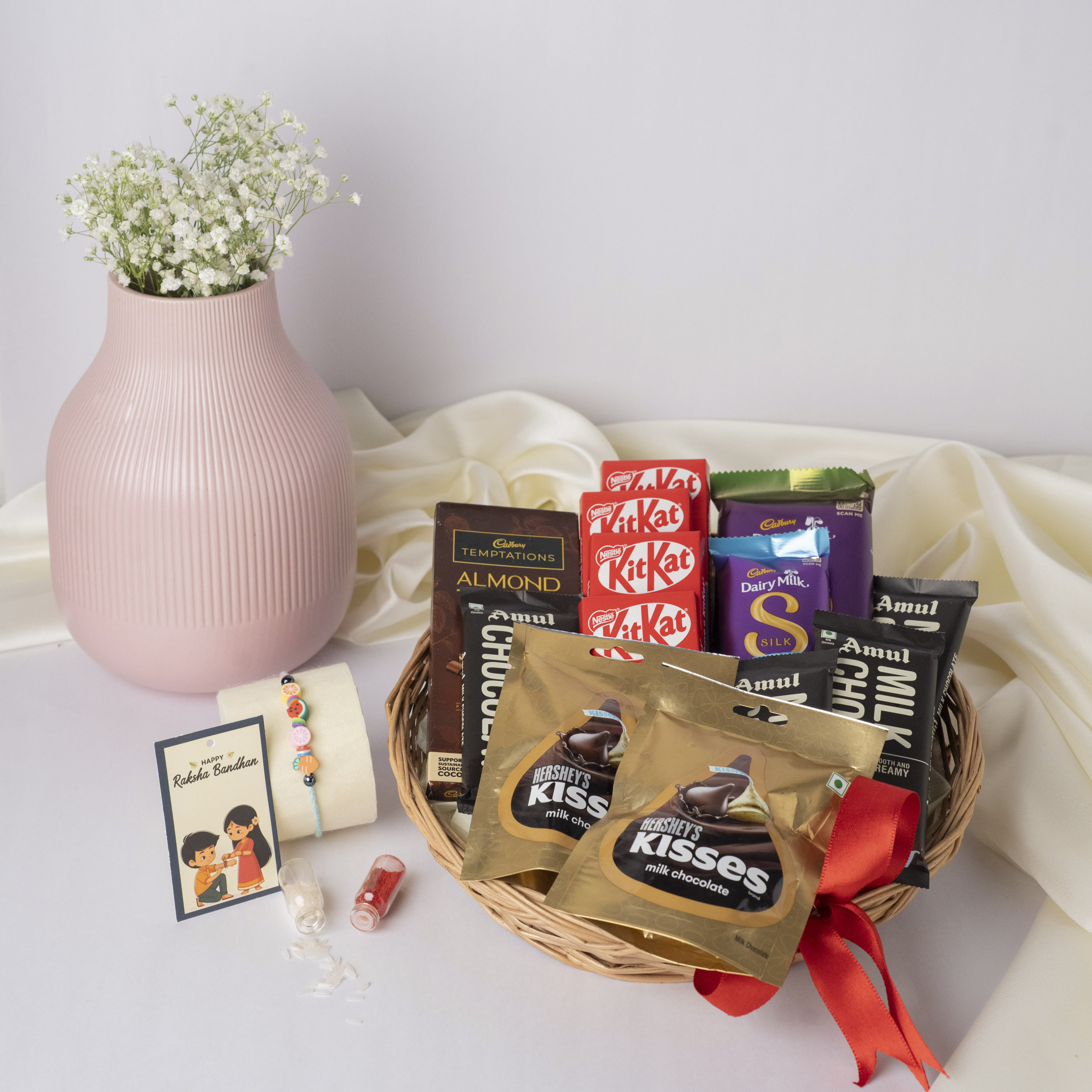 Stone Studded Rakhi with Chocolate Bars
