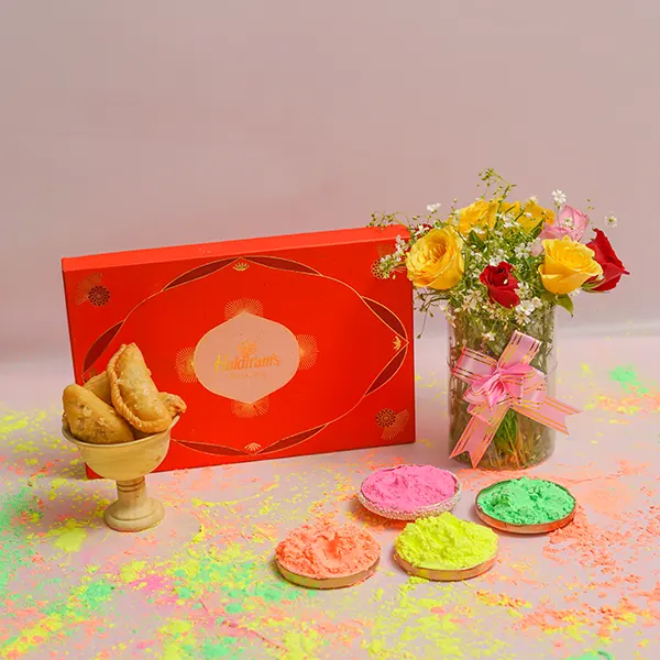 Holi Sweets & Colorful Roses Combo