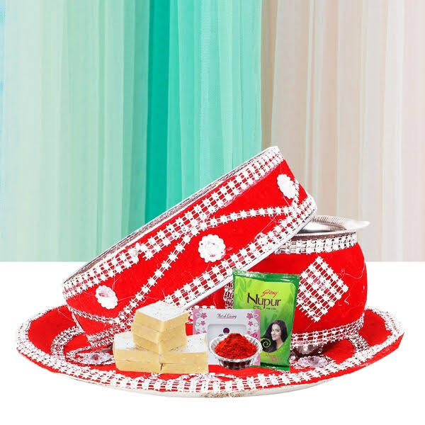 Karwa Chauth Thali Set with Sweets