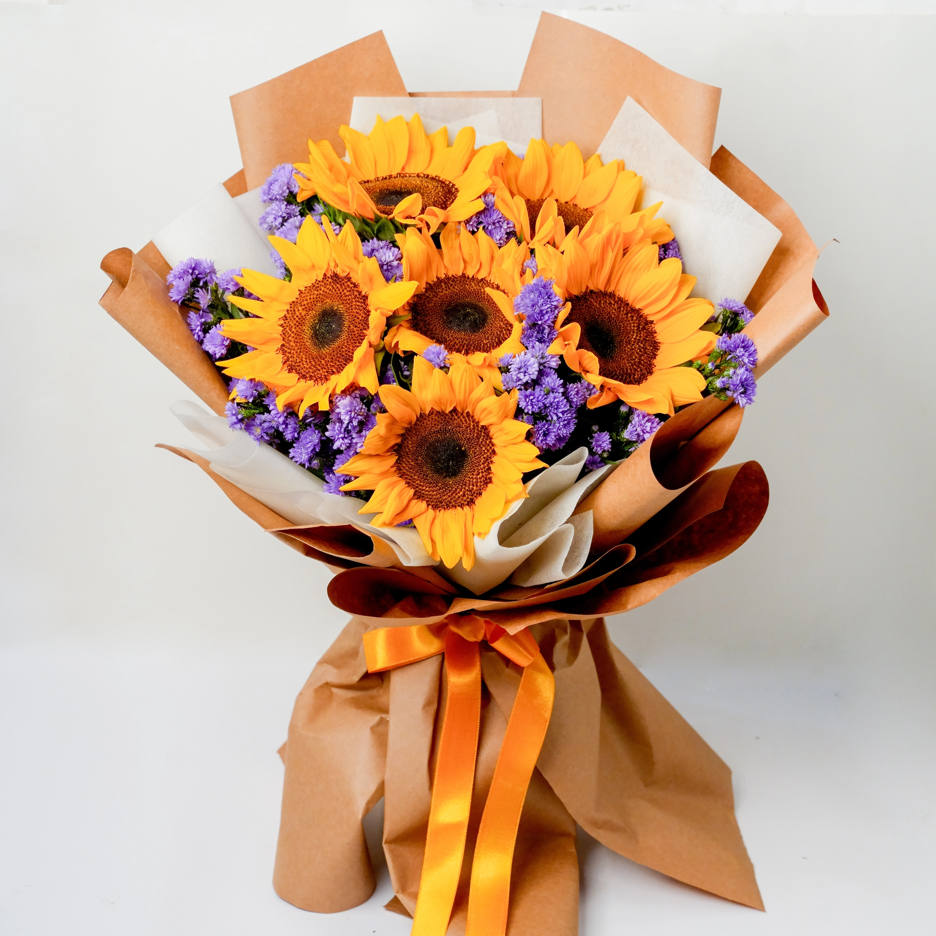 Sunflower Bouquet with Blue Daisies