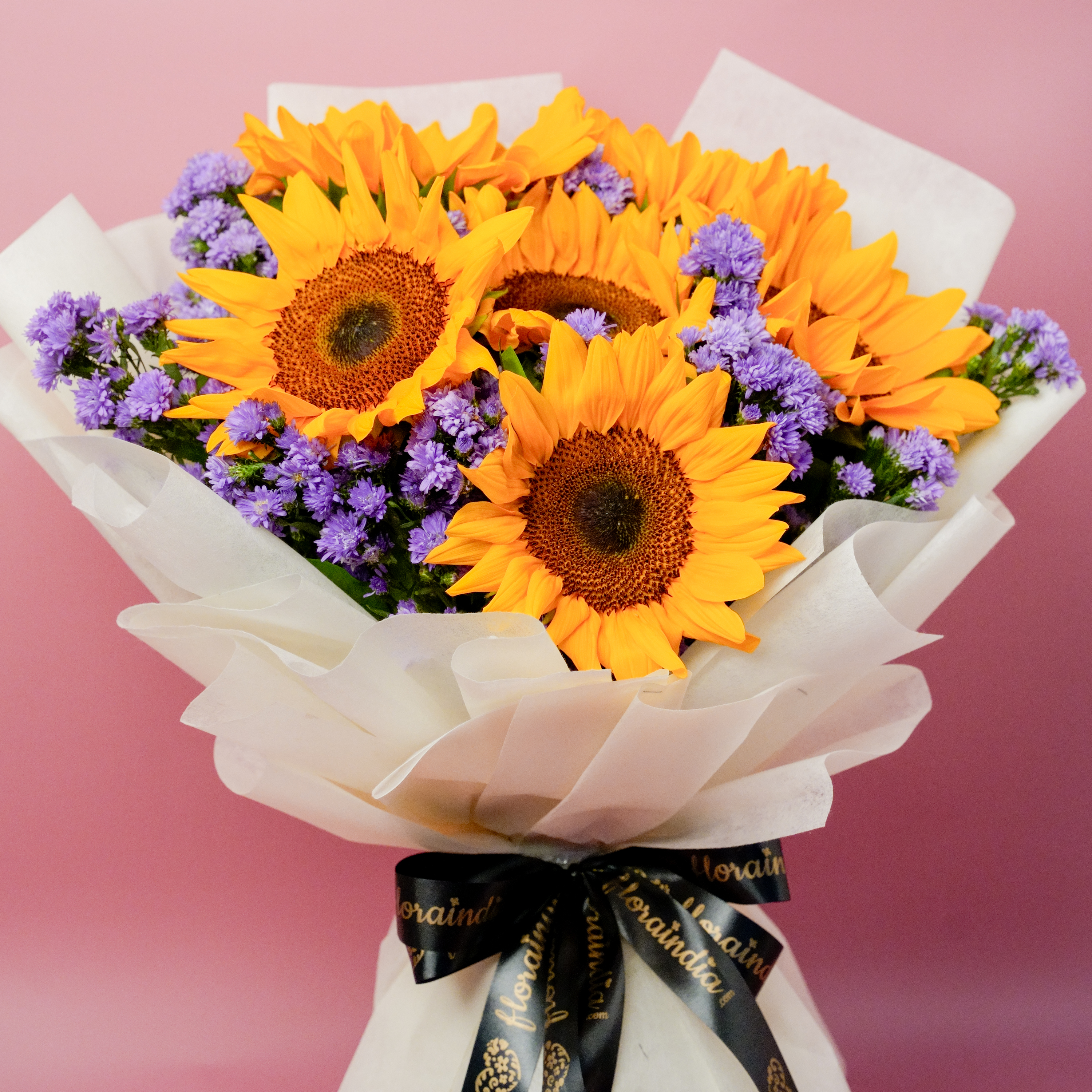 Sunflower Bouquet with Blue & Purple Daisies Sunflower Bouquet with Blue & Purple Daisies