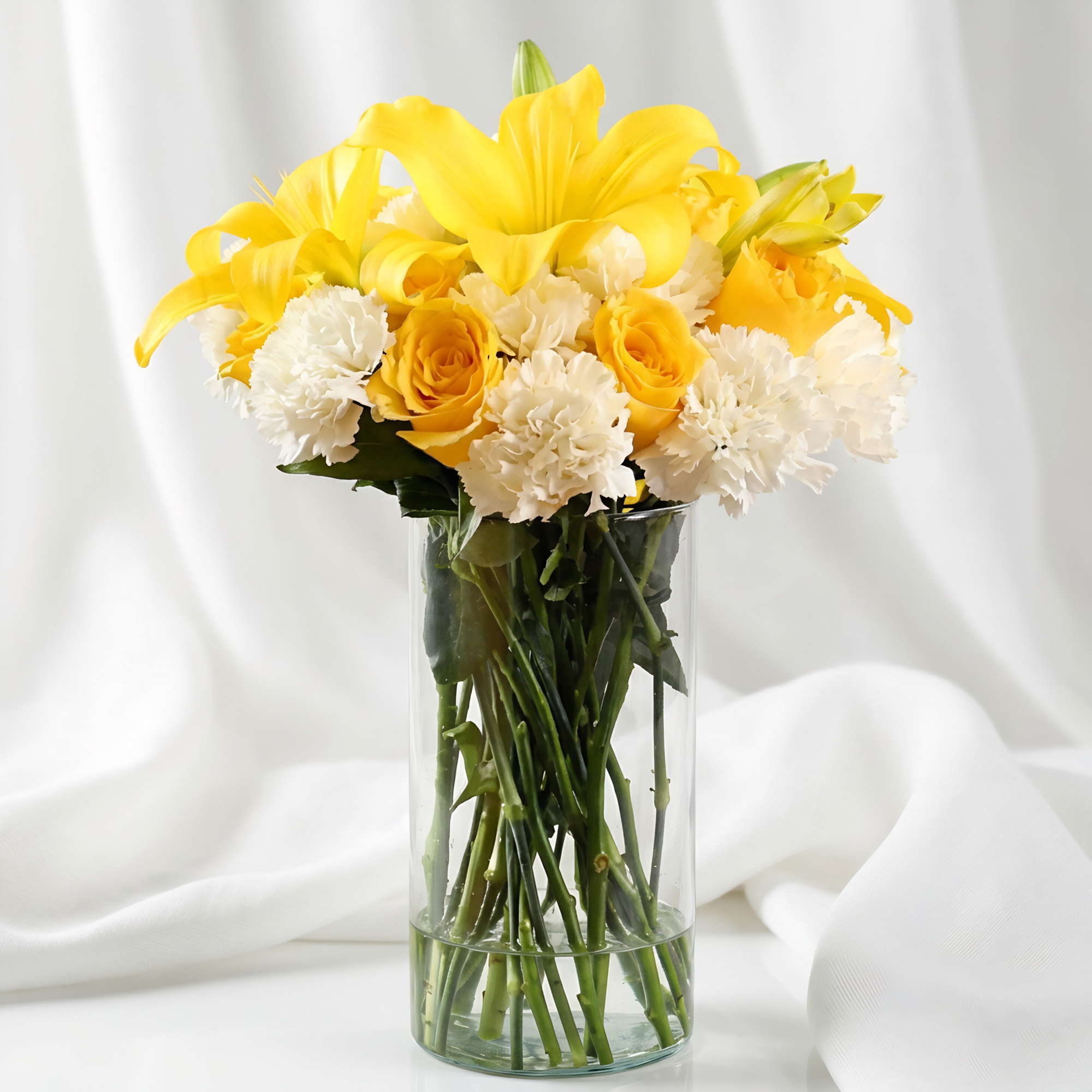 Yellow Roses and White Carnations Charm