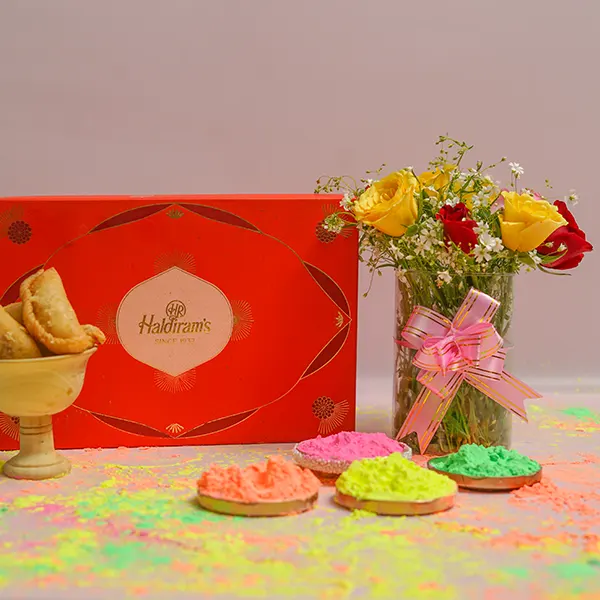 Holi Sweets & Colorful Roses Combo