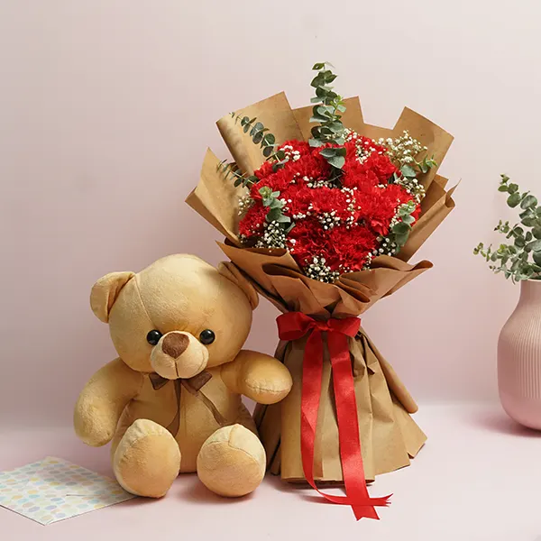 Teddy with Carnation Charm