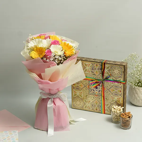 Vibrant Gerberas & Dry Fruits Treat