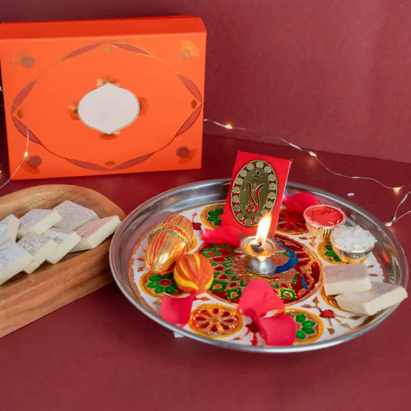 Peacock Thali Joy With Kaju Katli