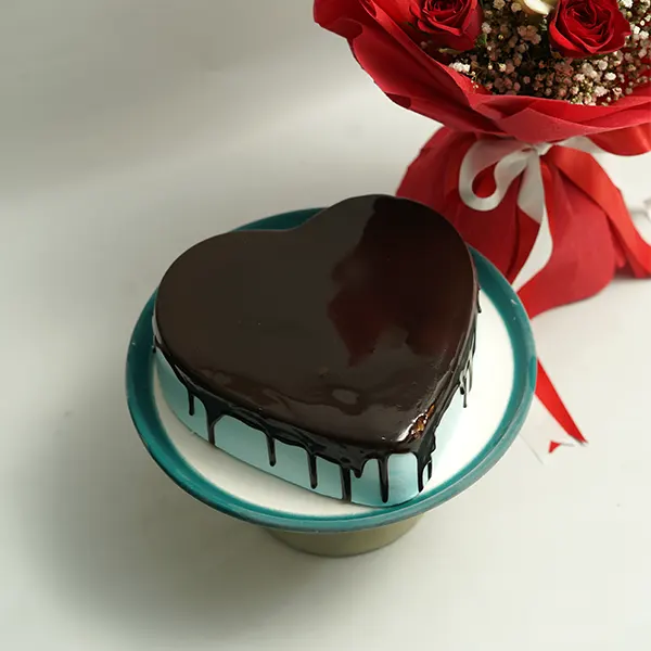 Twin Tones of Love with Heart Cake