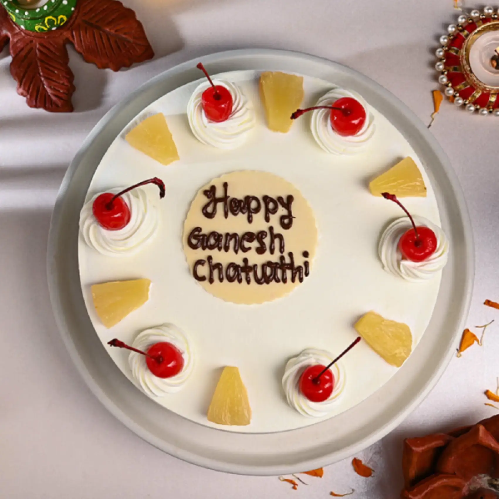 Ganesh Chaturhti Pineapple Cake