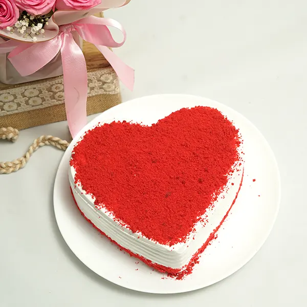 Orchid Roses & Velvet Heart Cake