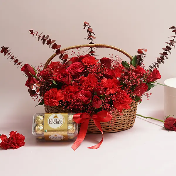 Scarlet Bloom Basket & Chocolates