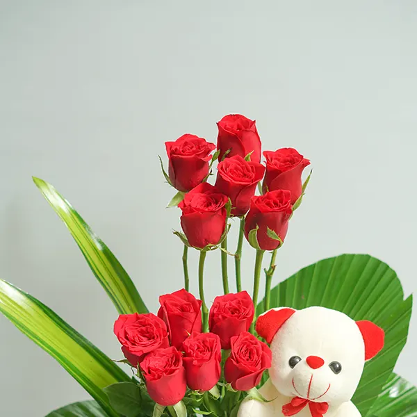 Choco Teddy Rose Vase