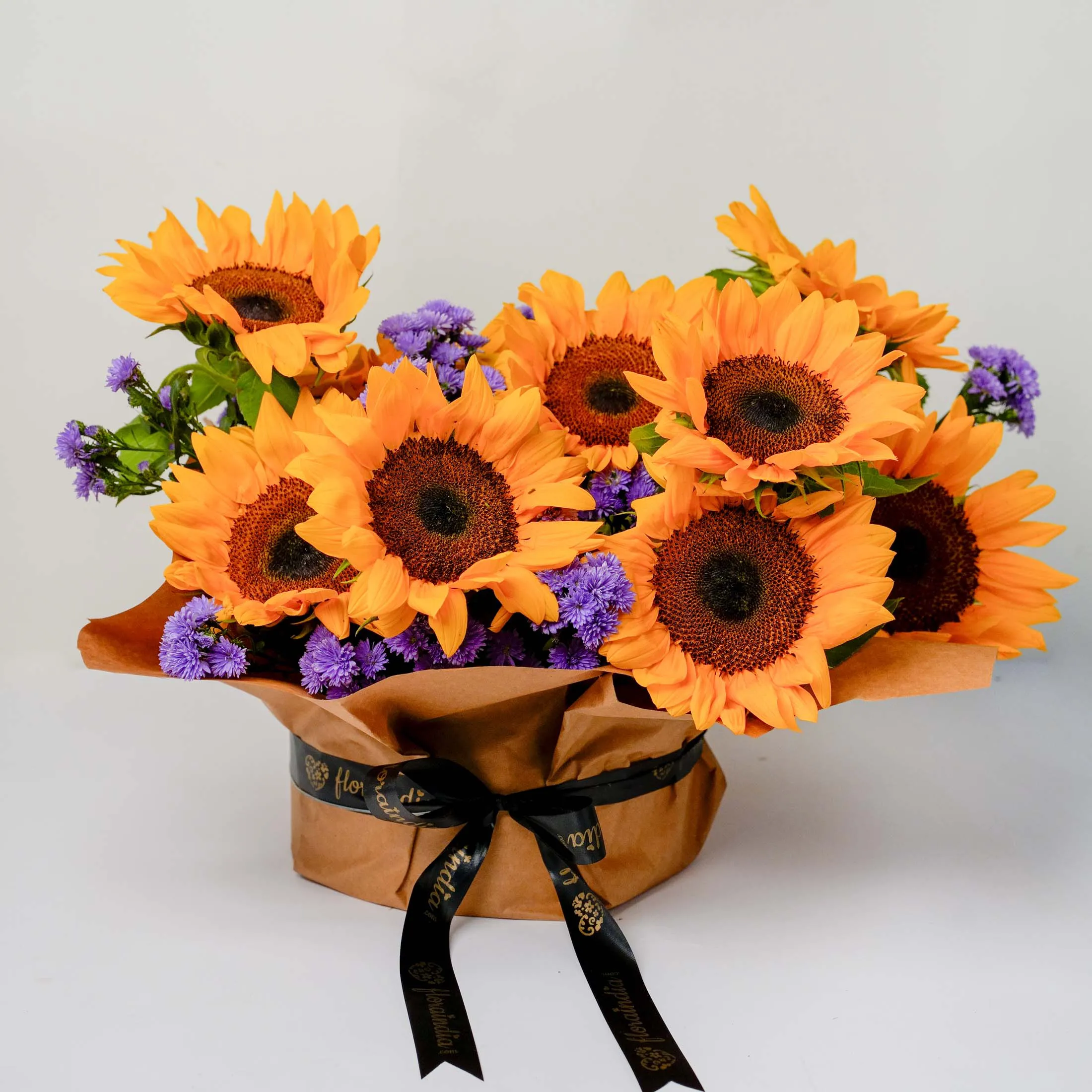 Sunflowers and Blue Daisies in Vase