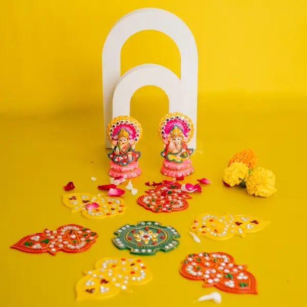 Rangoli Set With Laxmi Ganesh Idol