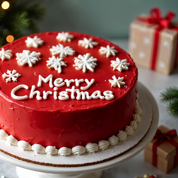 Merry Red Frosted Cake