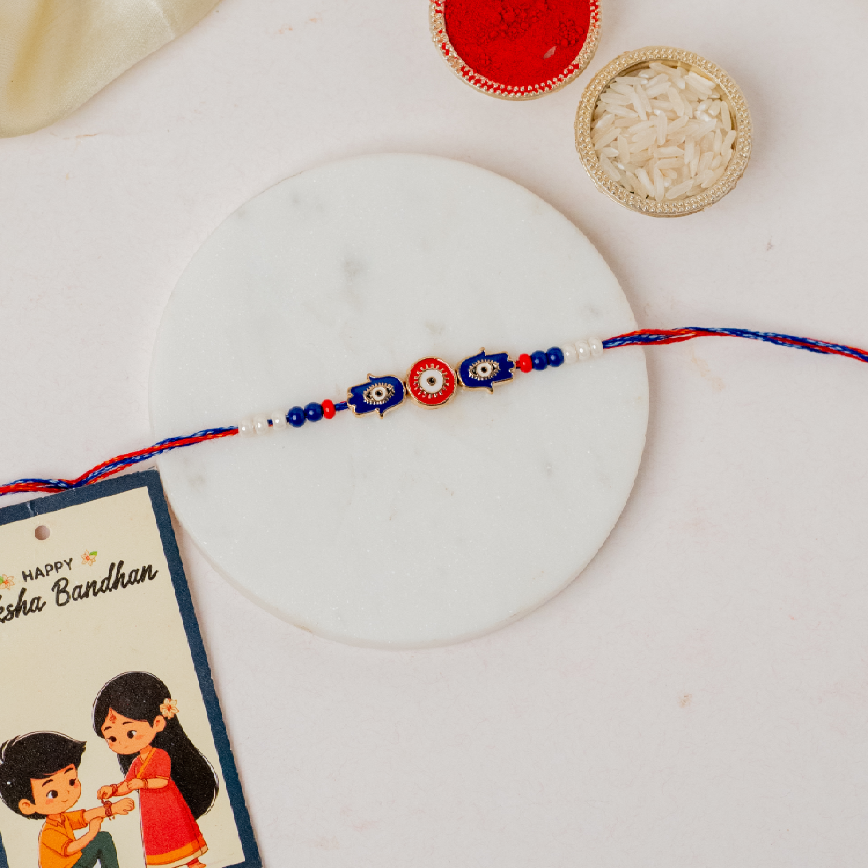 Evil Eye Rakhi & Chana Ladoo