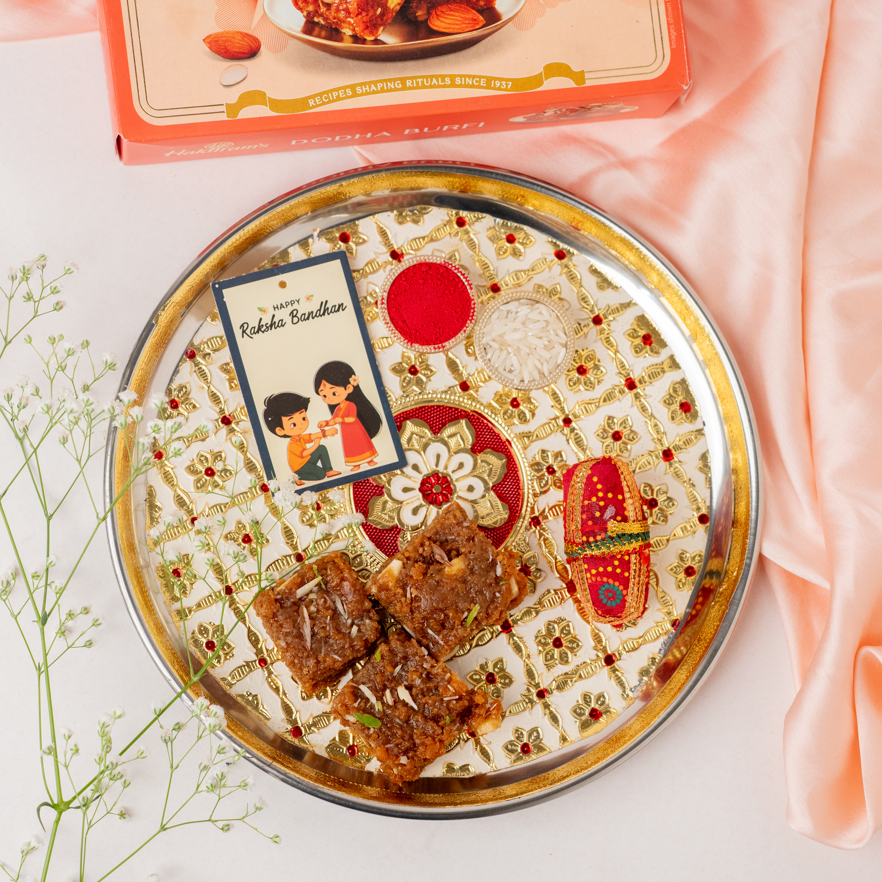 Designer Floral Rakhi & Thaali