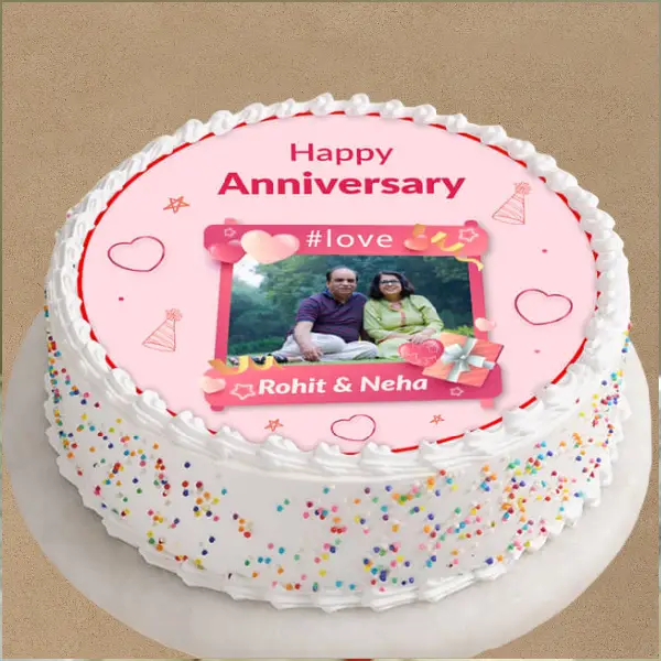 Creamy Photo Anniversary Cake