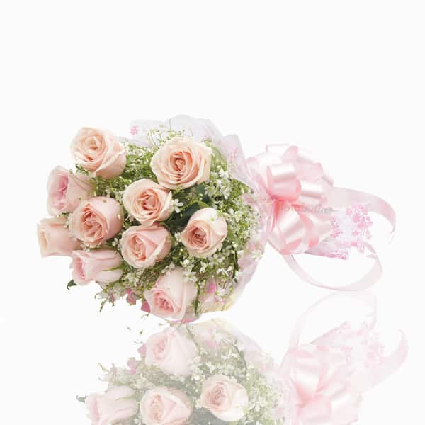 8 Pink Roses Bunch