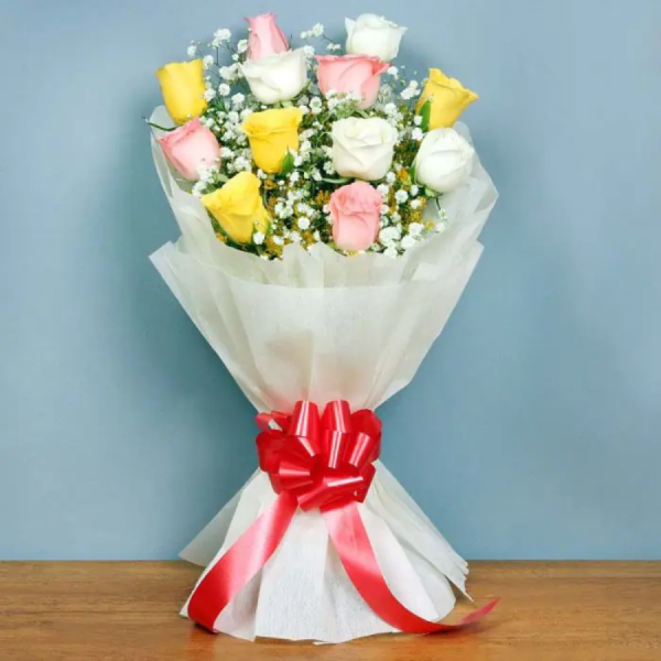 Flowers Bunch of 12 Assorted Roses