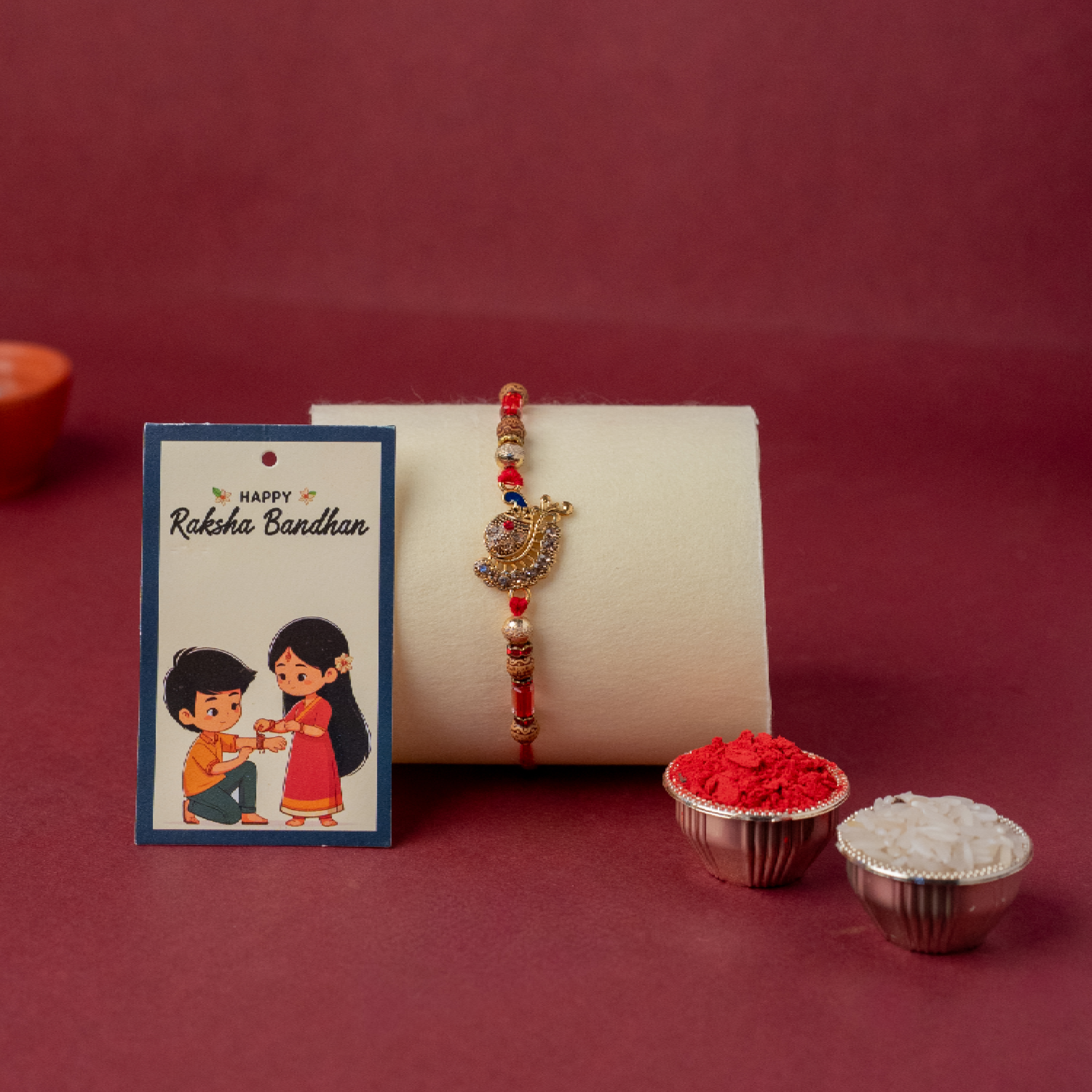 Peacock Rakhi & Motichoor Peacock Rakhi & Motichoor